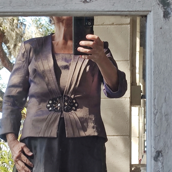 EUC 2 PC TanJay purple gold  Metallic Blazer with matching tank top - Picture 8 of 11